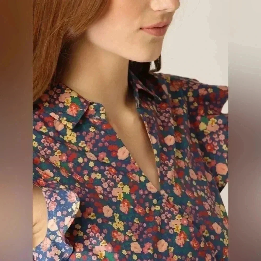 United colors of Benetton floral ruffle sleeve wrap dress with belt XS - Picture 5 of 7